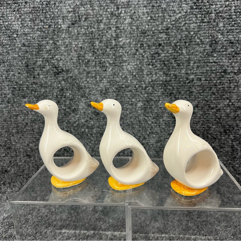 Set of 3 Ron Gordon Designs Duck Napkin Rings Holders Countrycore 1983 Vintage